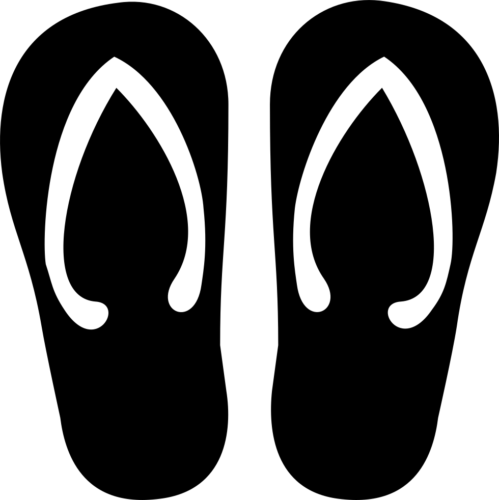 Black And White Flip Flops Silhouette Illustration Transparent Background Sandal PNG