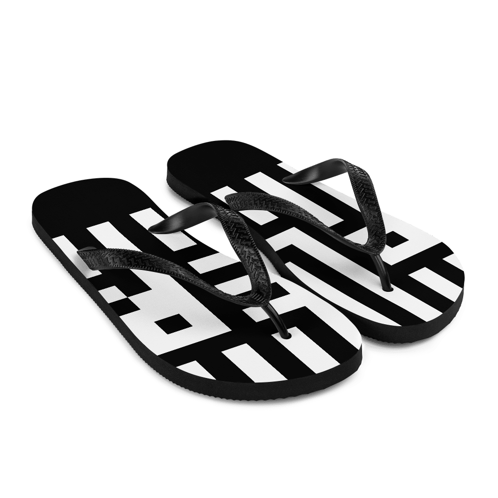 Black And White Geometric Pattern Flip Flops Pair Transparent Background Sandal PNG