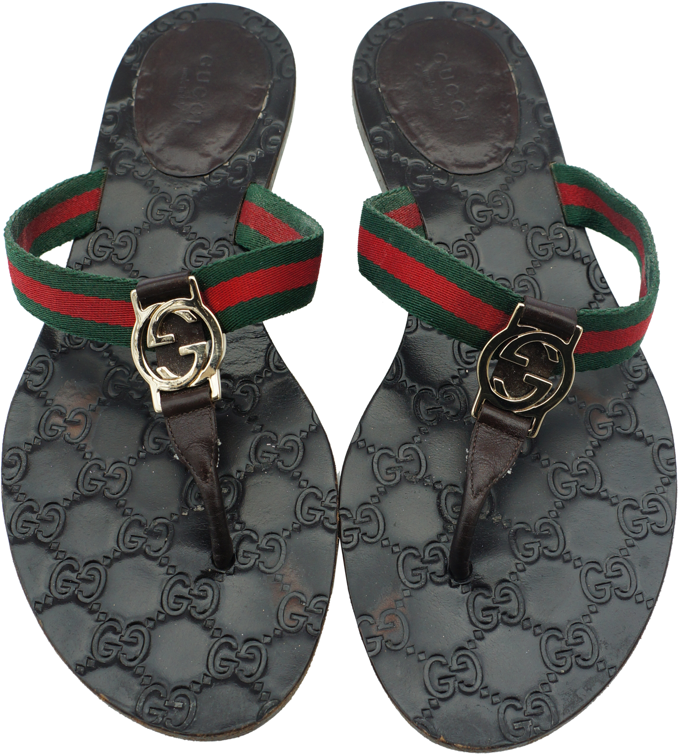Black Floral Flip Flops With Red And Green Straps Pair Transparent Background PNG Image
