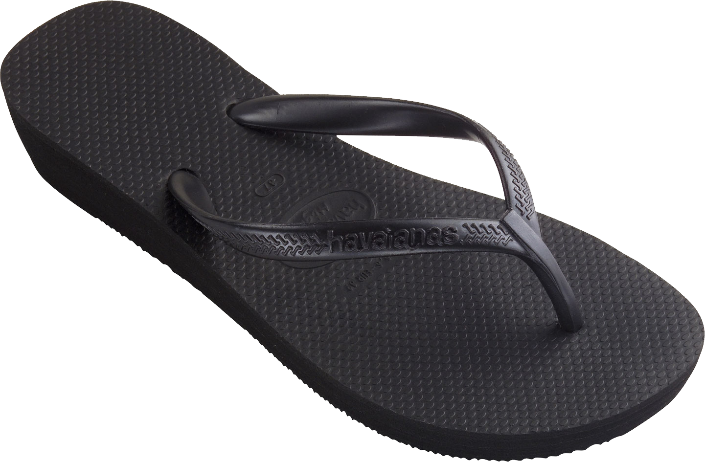 Black Minimal Flip Flop Sandal Side Profile Transparent Background Summer Shoe PNG