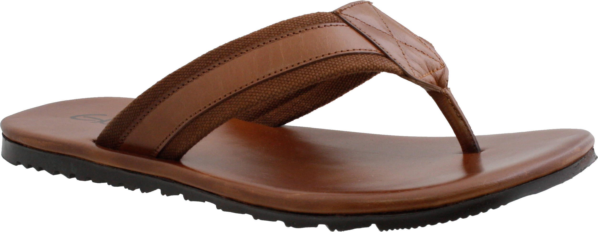 Brown Leather Flip Flop Sandal With Layered Sole Transparent Background PNG Image