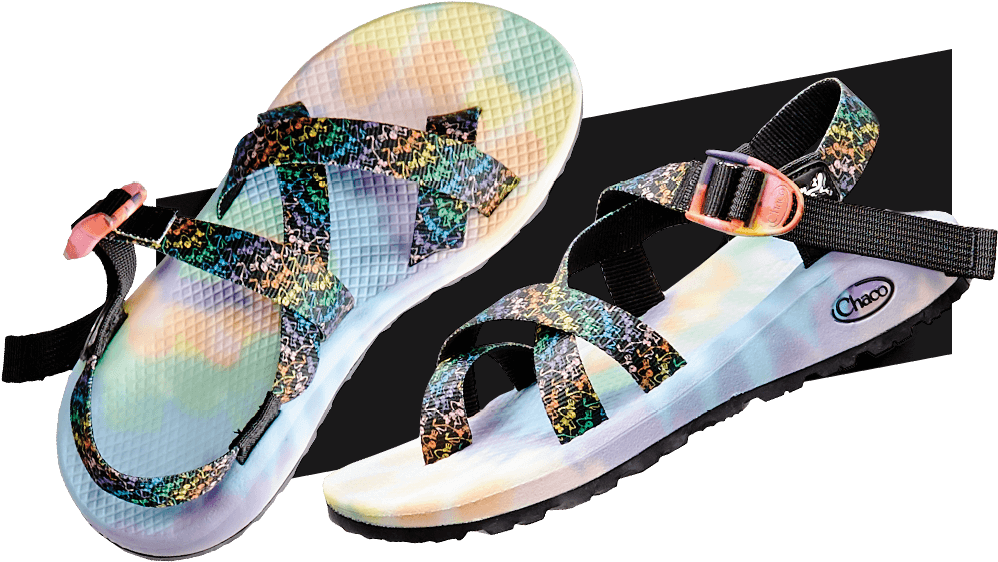 Colorful Womens Wedge Flip Flops With Decorative Footbeds PNG Image With Transparent Background