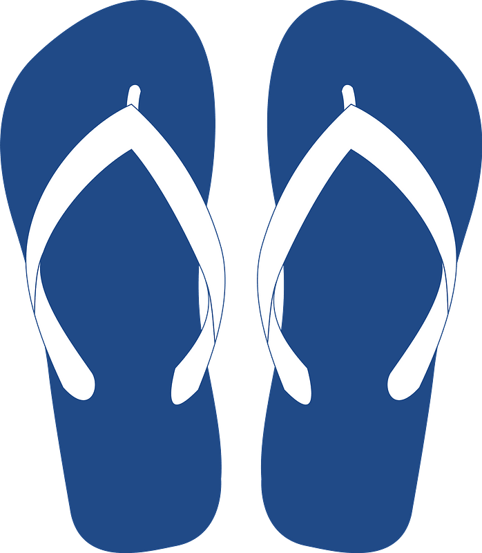 Navy Blue Flip Flops With White Strap Design Pair PNG Cutout With Clear Background