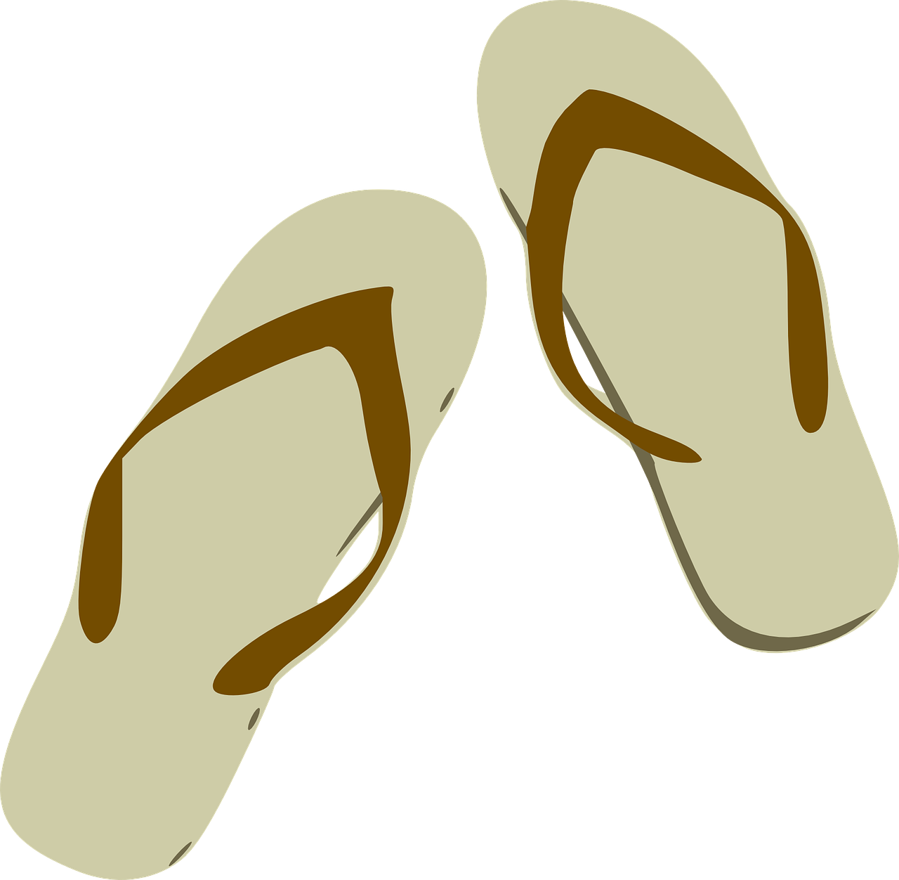 Olive Green And Beige Outdoor Thong Sandals Pair PNG Image With Transparent Background