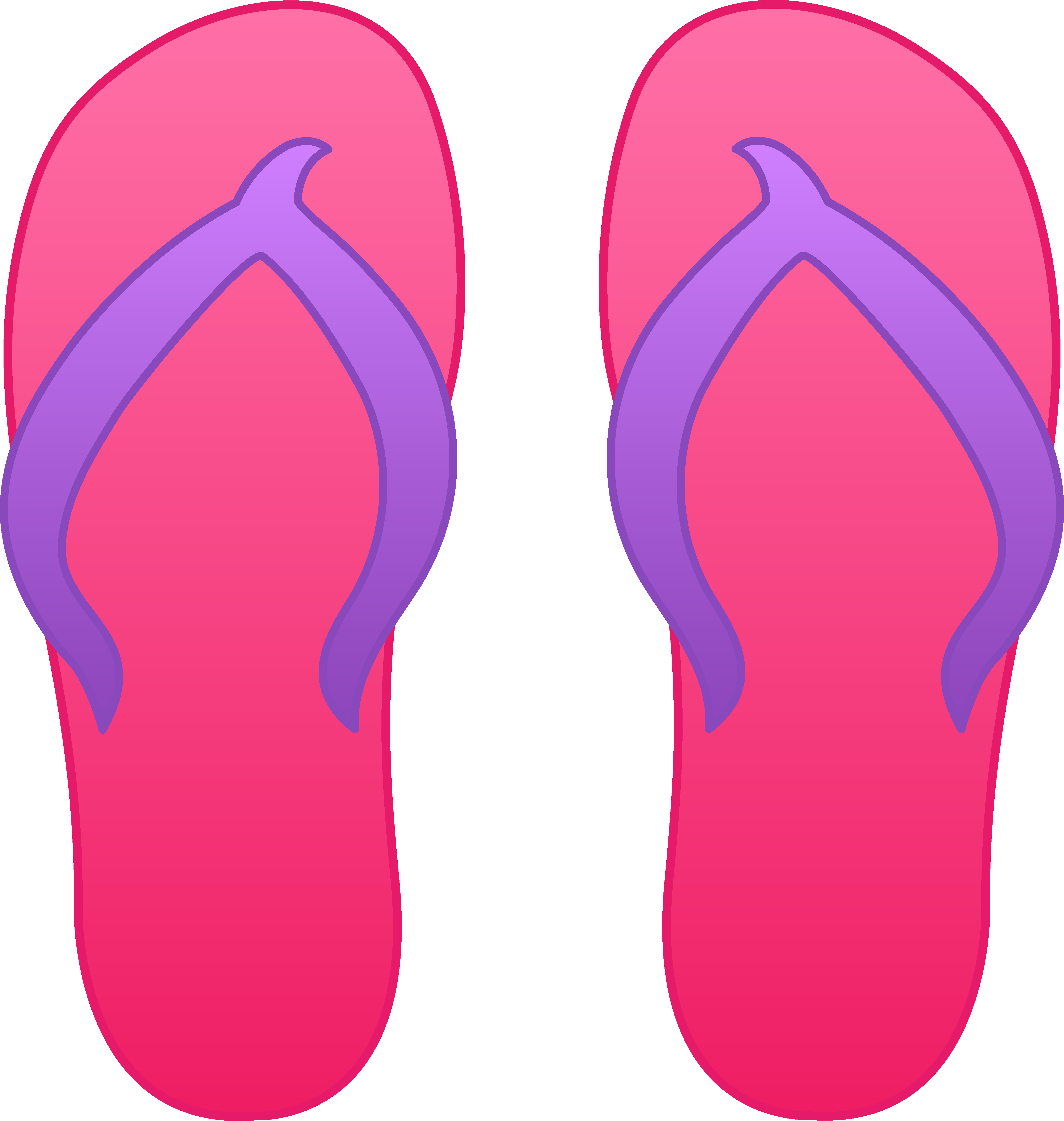Pink And Purple Flip Flops With Contrast Straps Printable PNG Graphic With Transparent Background