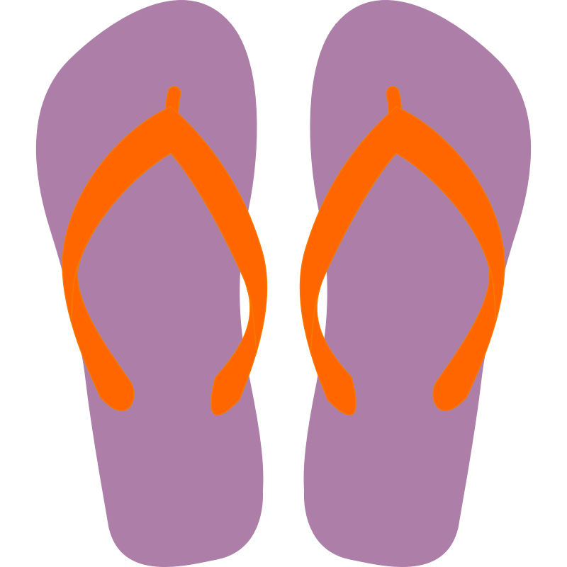 Purple Flip Flops With Bright Orange Straps Vector Graphic PNG Clip Art On Clear Background