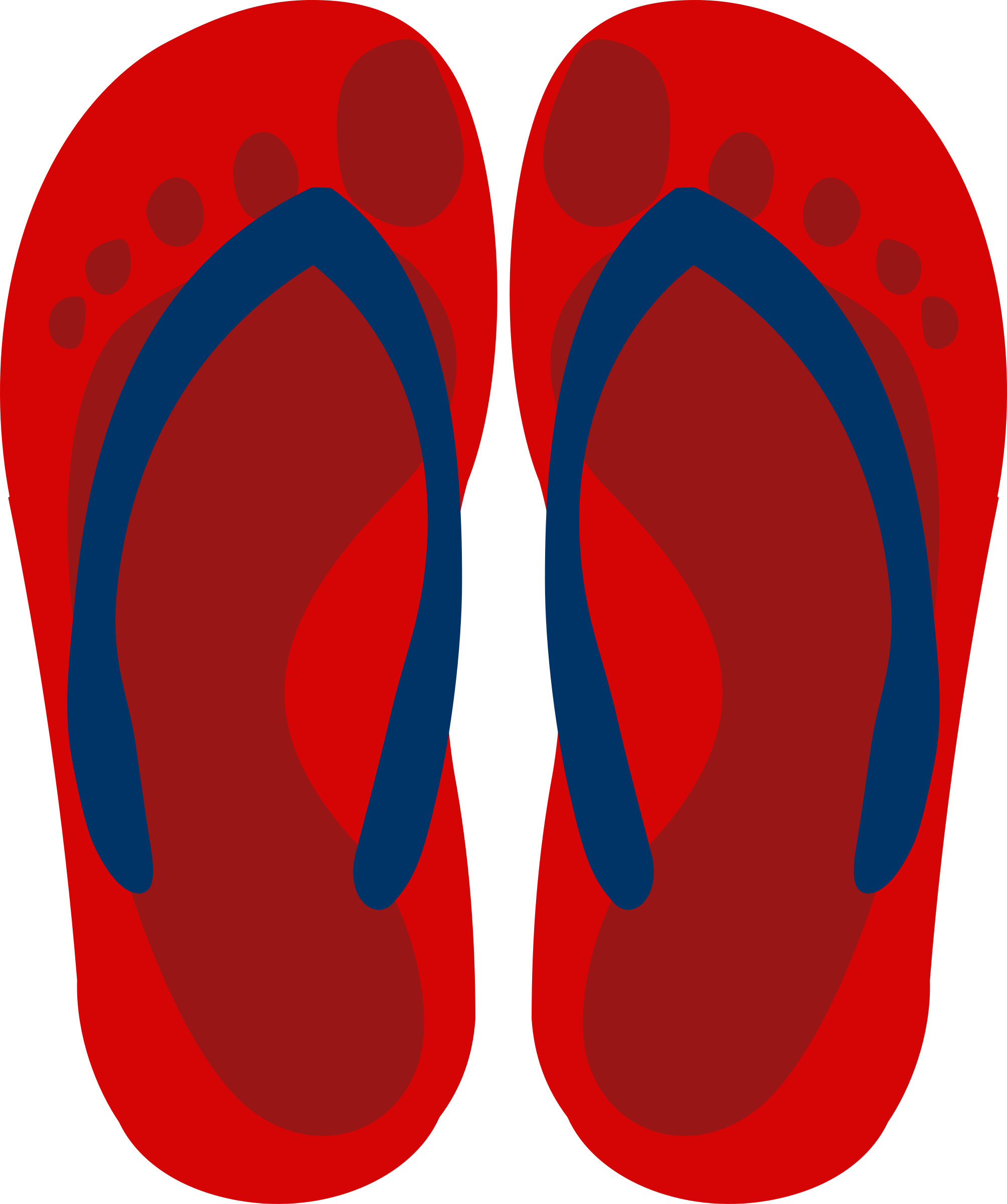 Red And Navy Flip Flops With Contrasting Sole Colors PNG Flip Flop Image For Design