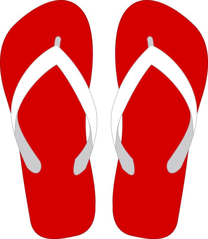 Red And White Flip Flops Pair Silhouette Graphic Footwear PNG With Clear Background
