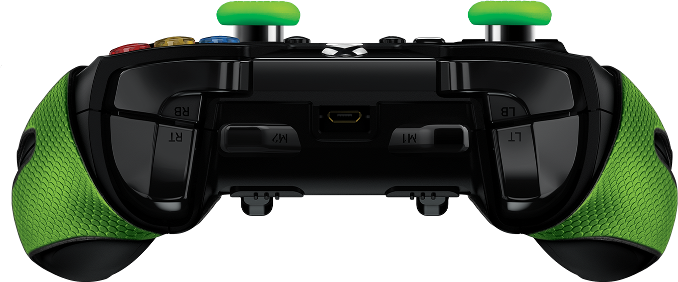 Black And Green Wireless Game Controller Rear View Transparent PNG Clipart