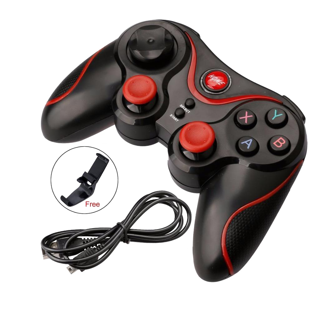 Black And Red Wired Game Controller With USB Cable PNG Cutout With Clear Background