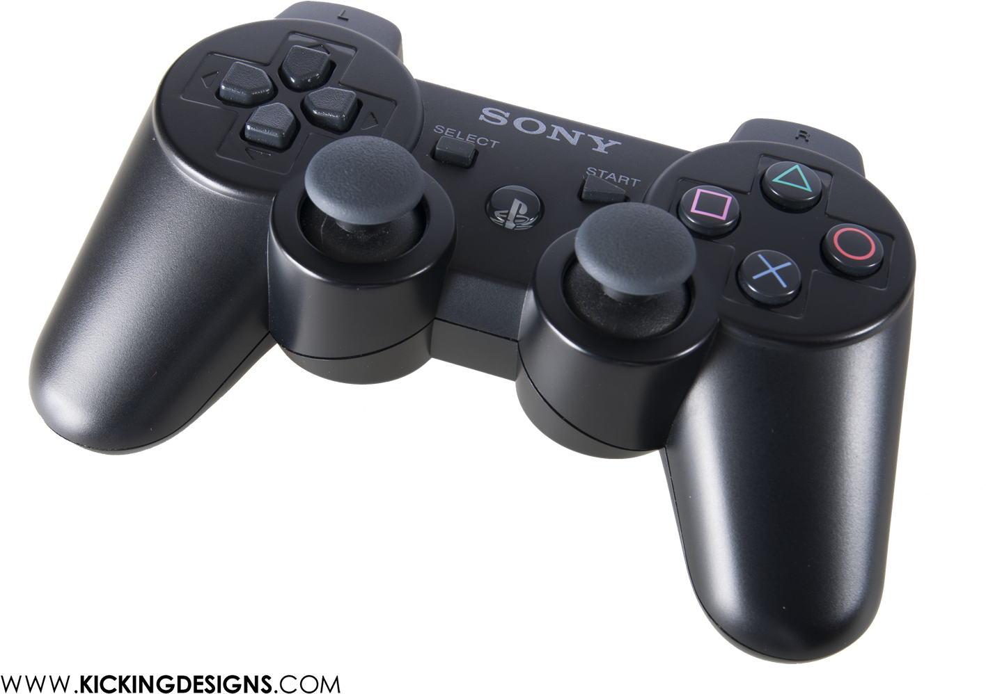 Black DualShock Style Wireless Controller Product Image High Resolution PNG Illustration