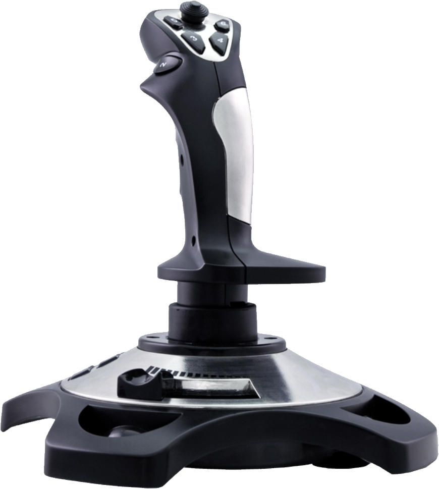 Black Flight Simulator Joystick With Control Base Isolated Transparent PNG Graphic