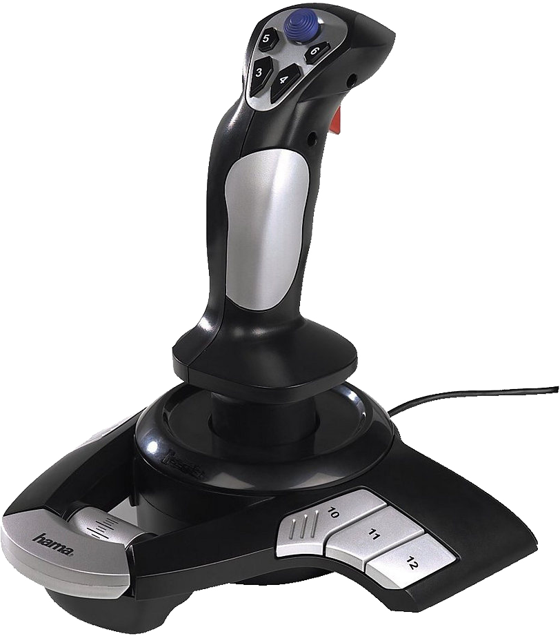 Black Flight Stick Joystick Controller With Wide Base Printable PNG Graphic With Transparent Background
