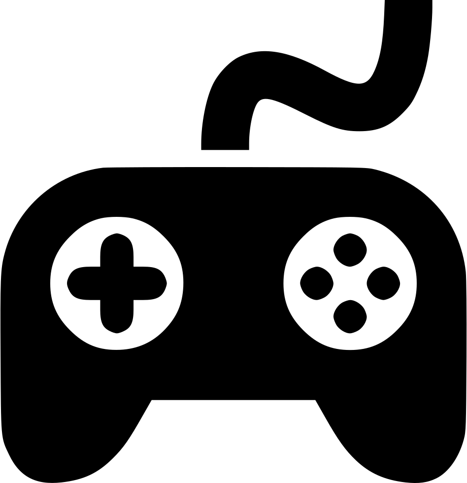 Black Game Controller Icon With Curved Cable Transparent Background PNG Image