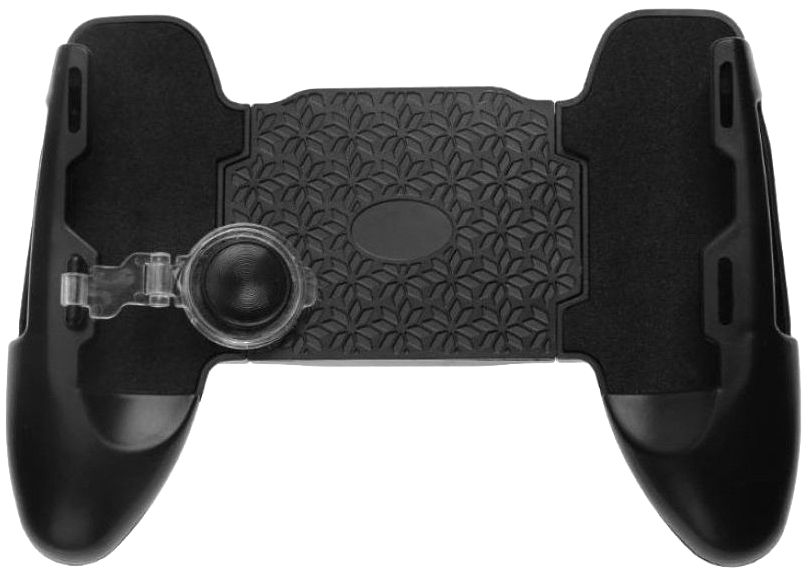 Black Mobile Game Controller With Smartphone Clamp Rear View Transparent PNG Image For Creative Projects