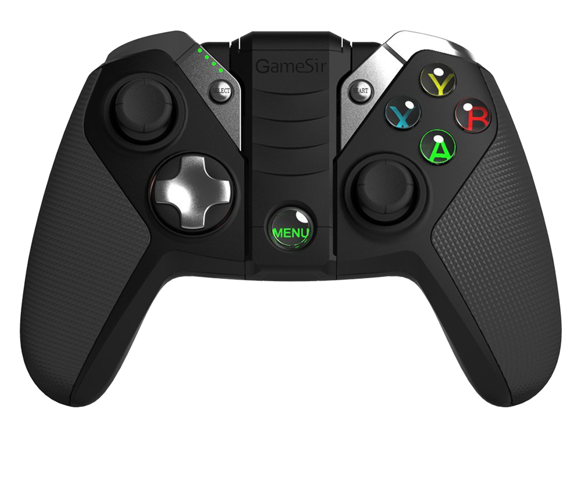 Black Wireless Controller With Multicolor Center Buttons PNG Image With Transparent Background