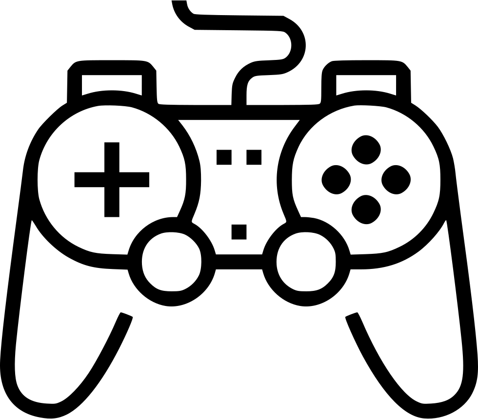 Classic Video Game Controller Line Drawing With Cable PNG Gamepad Image For Design