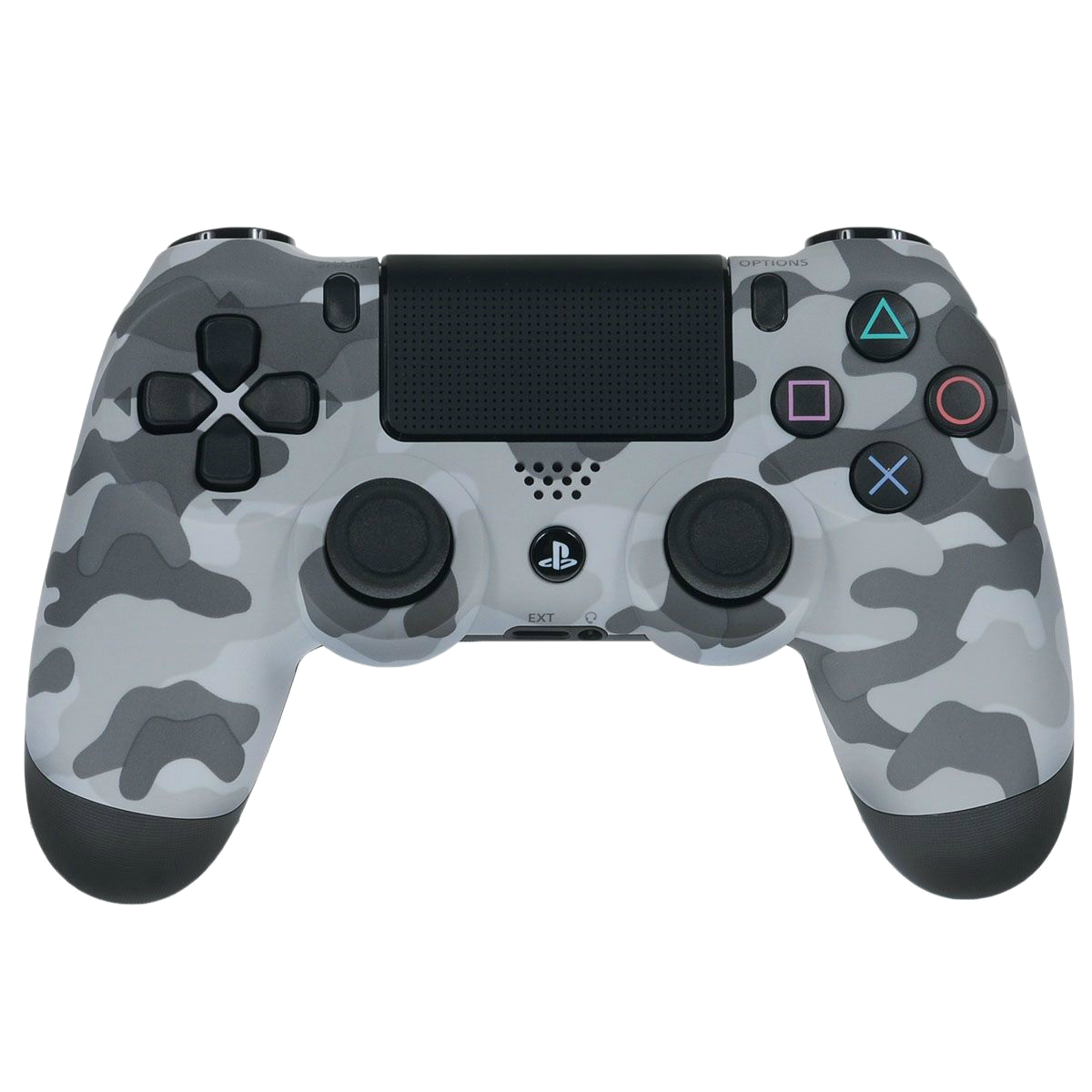 Gray Camouflage Wireless Gamepad With Dual Analog Sticks Isolated Game Controller PNG Artwork