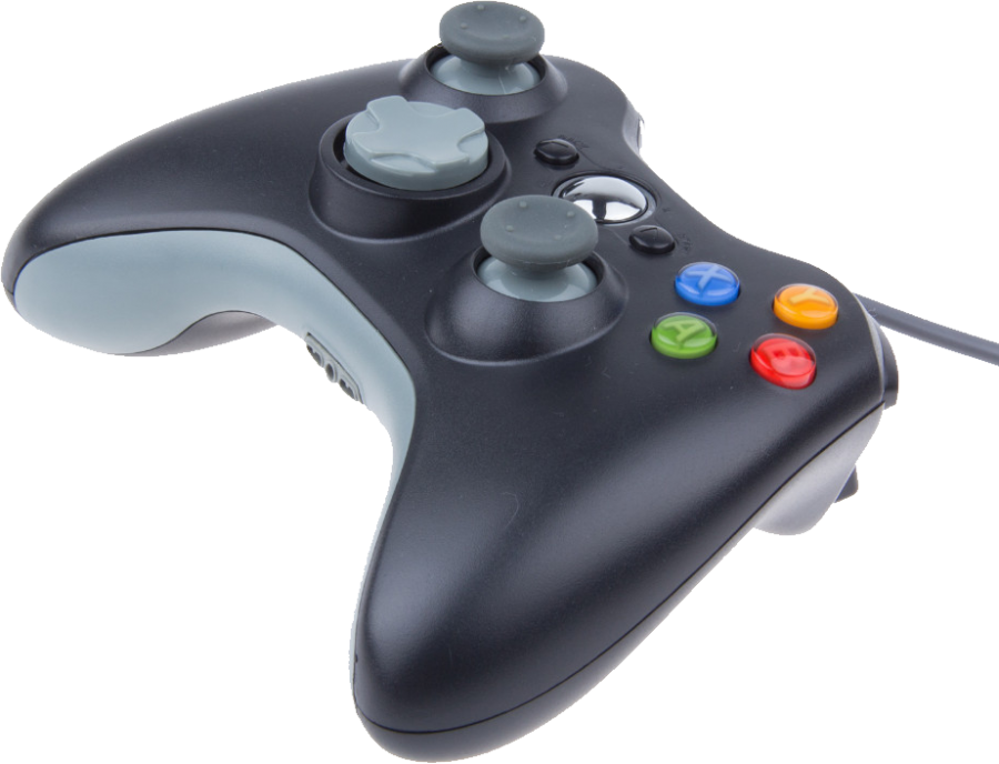 Gray Ergonomic Wireless Controller Angled Side View Isolated Transparent PNG Graphic