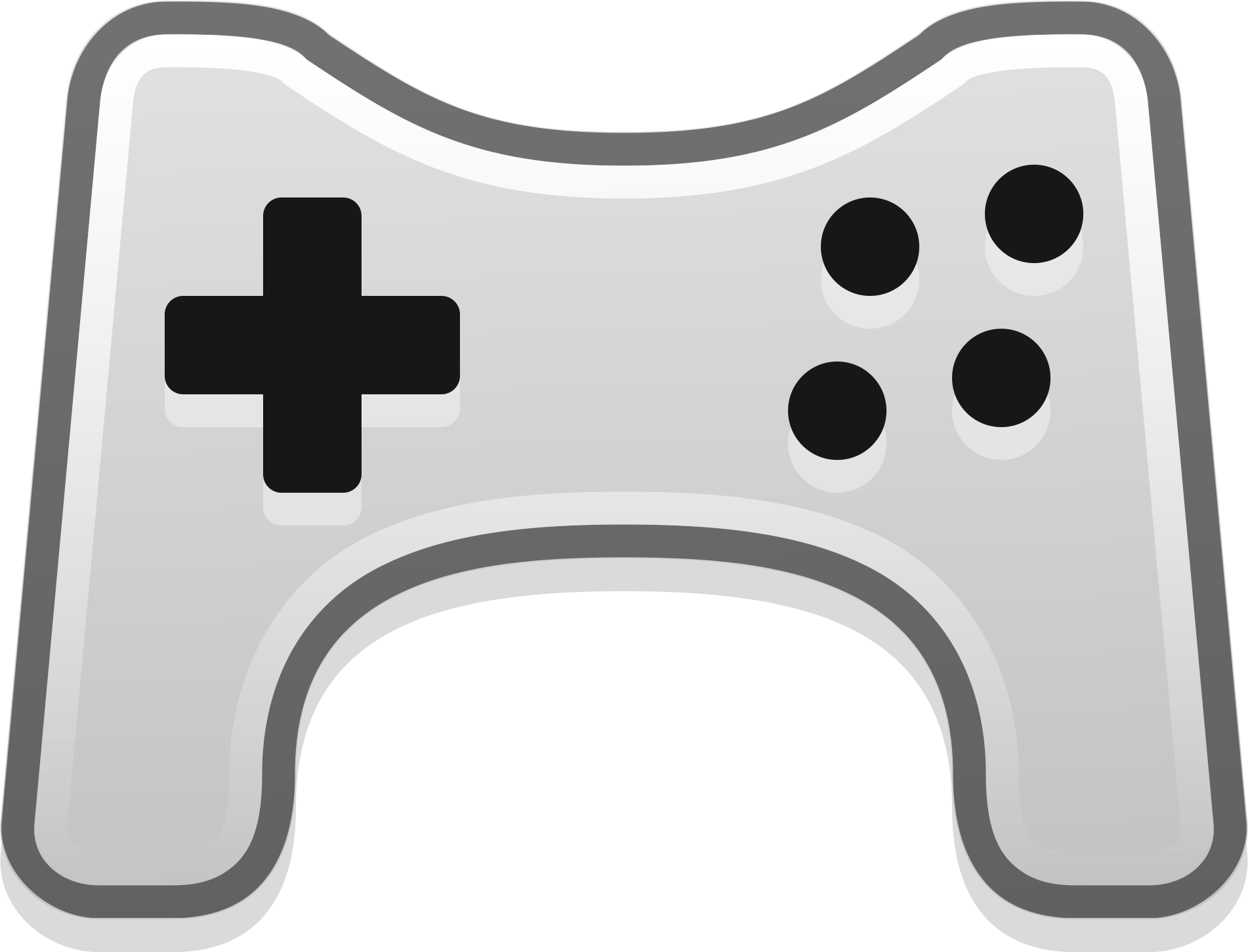 Gray Game Controller Outline With Extra Function Buttons PNG Clip Art On Clear Background