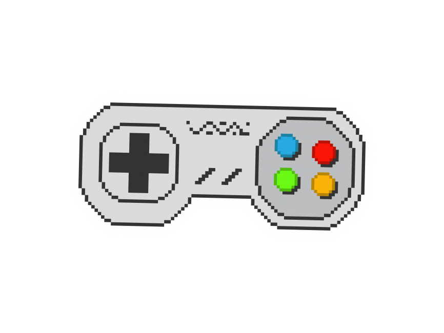 Gray Retro Game Controller With Multicolor Action Buttons Clean Cutout Transparent PNG Image