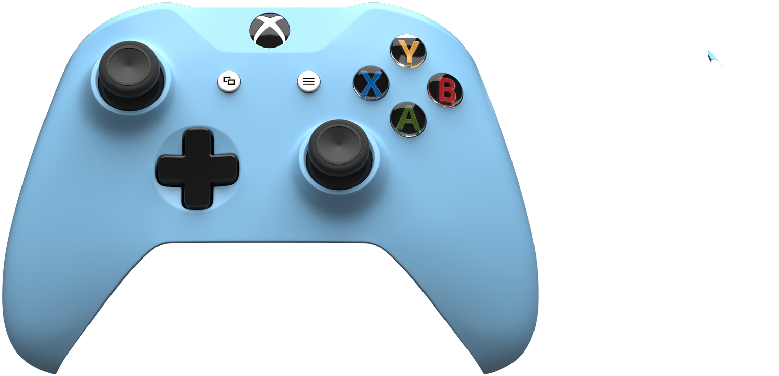 Light Blue Wireless Gaming Controller With Colored Buttons PNG Image With Transparent Background
