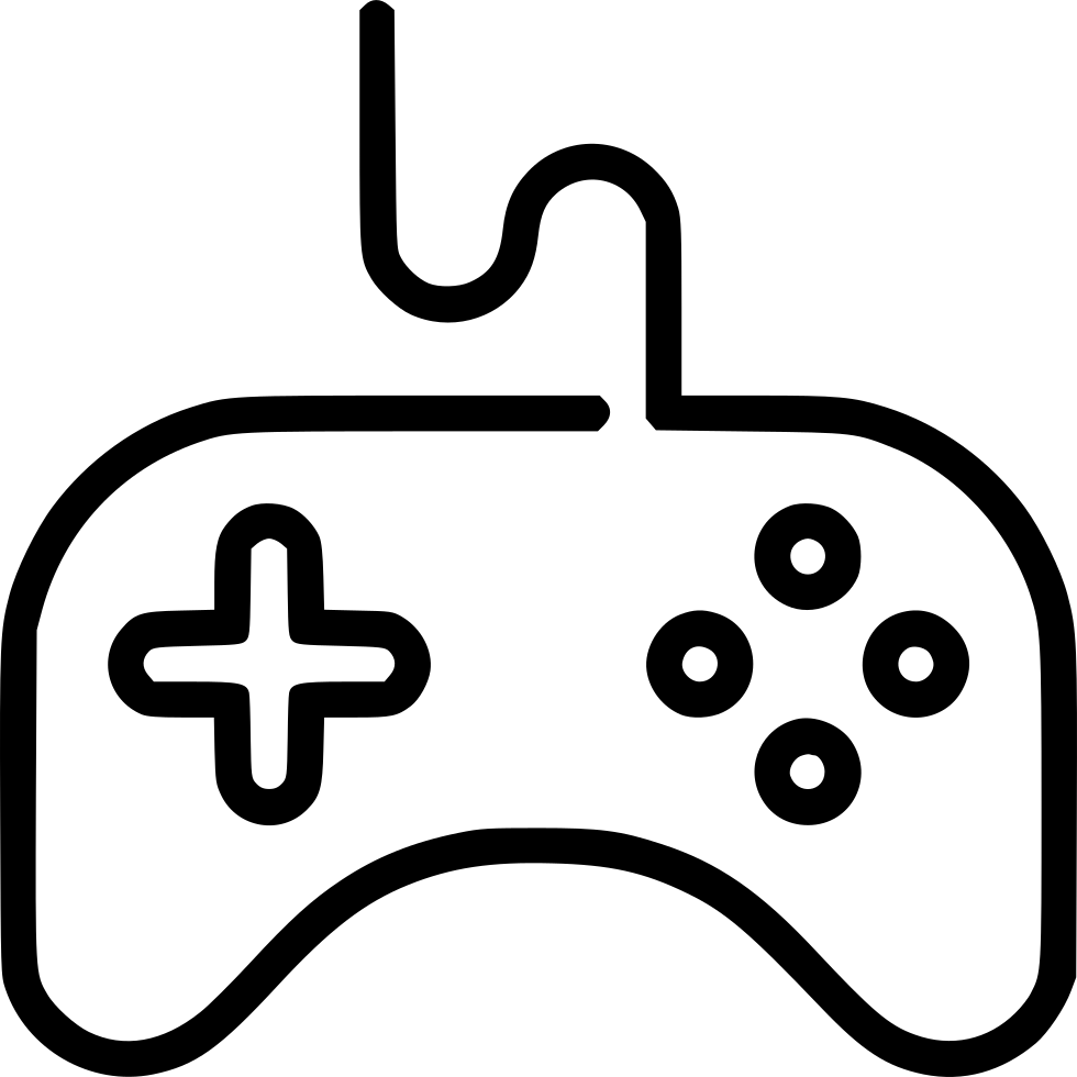 Simple Wired Gamepad Outline Illustration With Cable PNG Cutout With Clear Background