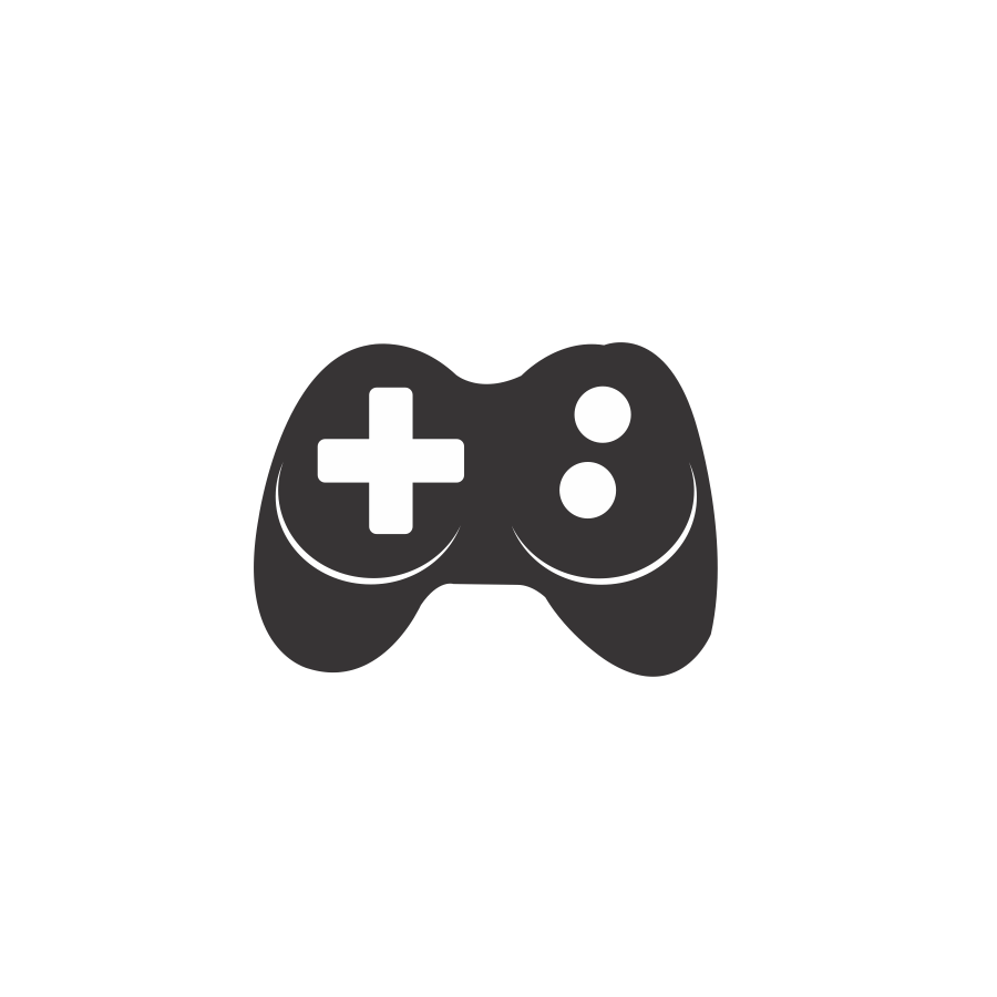 Small Black Video Game Controller Silhouette Icon Printable PNG Graphic With Transparent Background