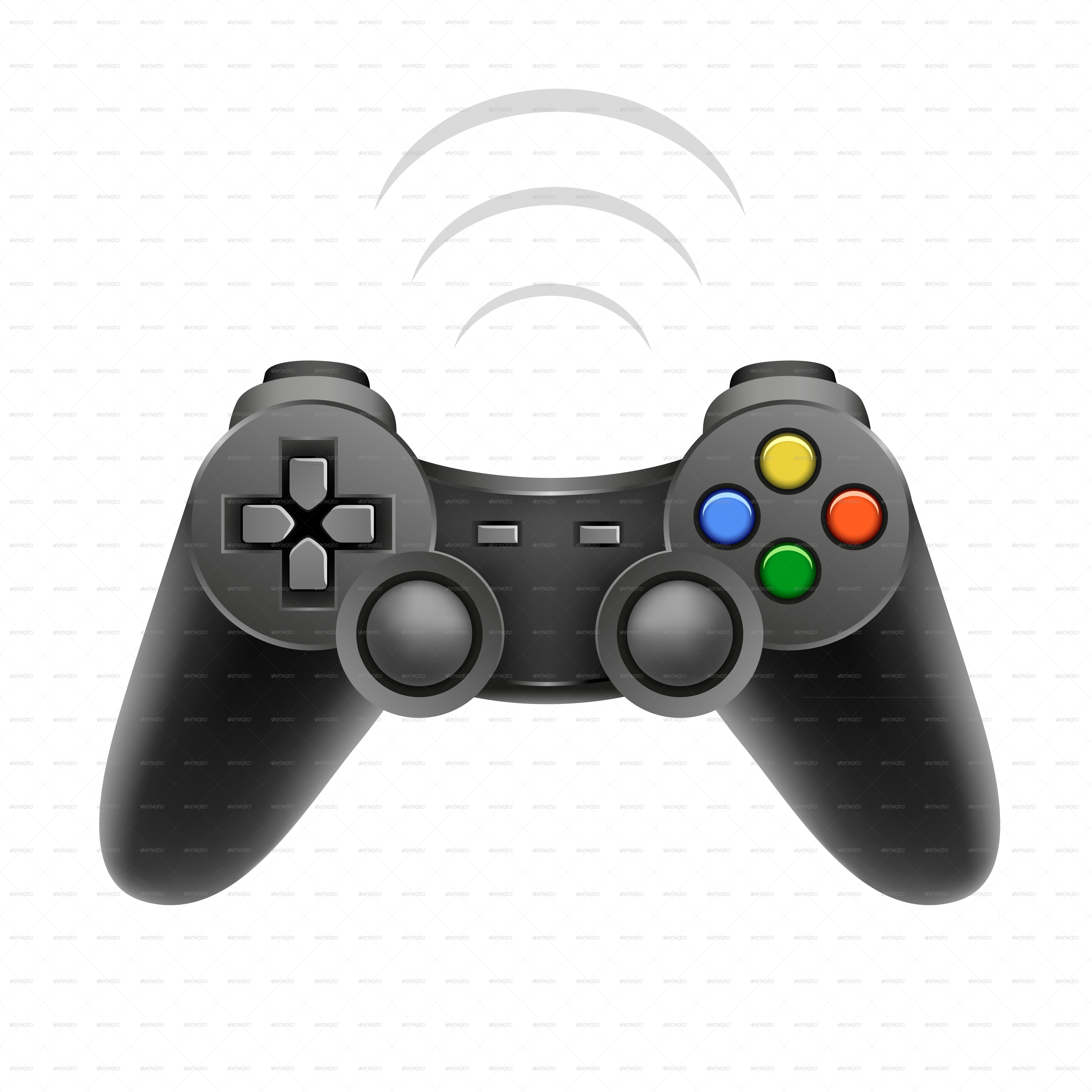 Wireless Game Controller With Signal Waves Illustration Transparent Background PNG Image