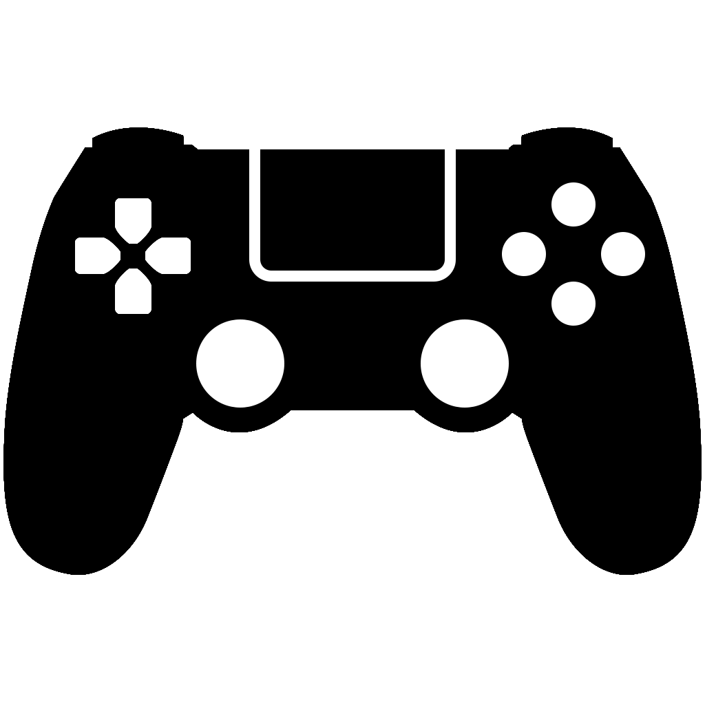 Black Game Controller Silhouette With D Pad And Four Buttons PNG Gamepad Image For Design