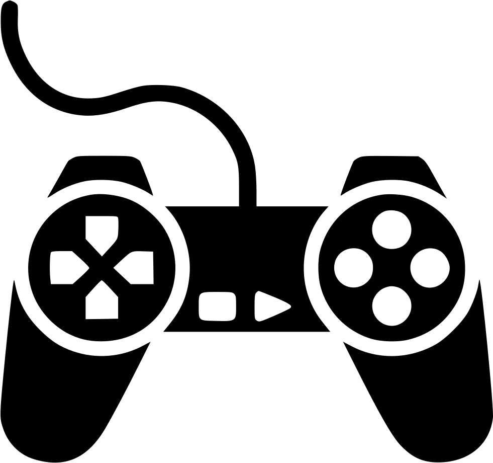 Black Gamepad Outline With Dual Analog Stick Circles Transparent Background Gaming Device PNG
