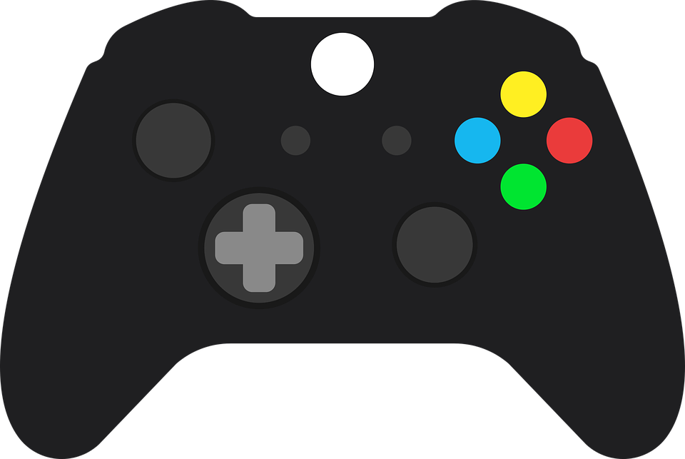 Black Gamepad Silhouette With Colorful Buttons Transparent PNG Clipart