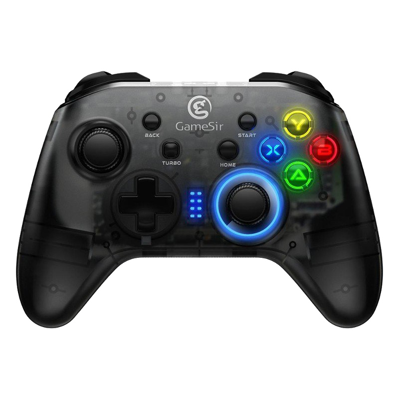 Black Gamepad With Bright Colored Buttons And Blue Ring Transparent Background Gamepad PNG