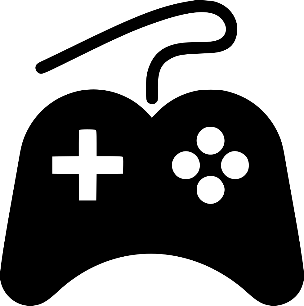 Black Wired Video Game Controller Silhouette Gaming PNG With Clear Background