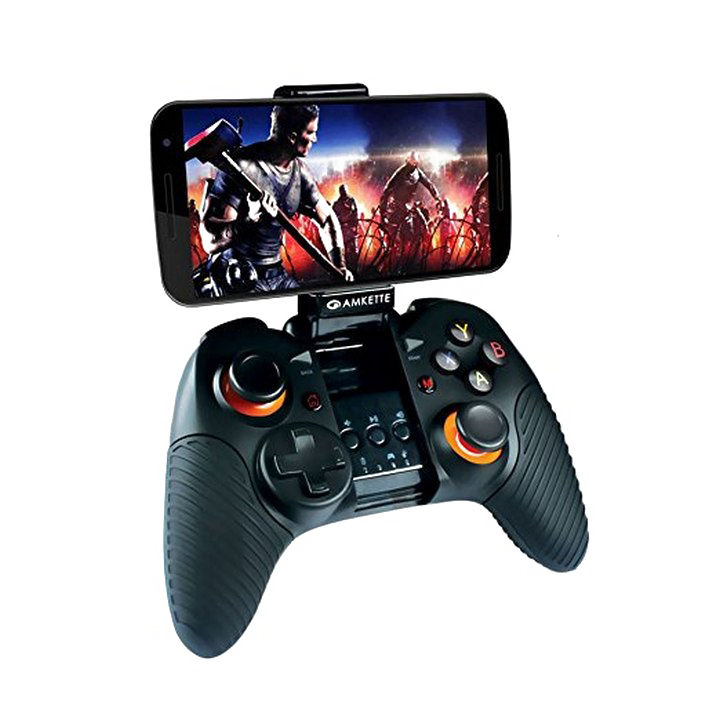 Smartphone Mounted On Wireless Mobile Gaming Controller Isolated On Transparent Background
