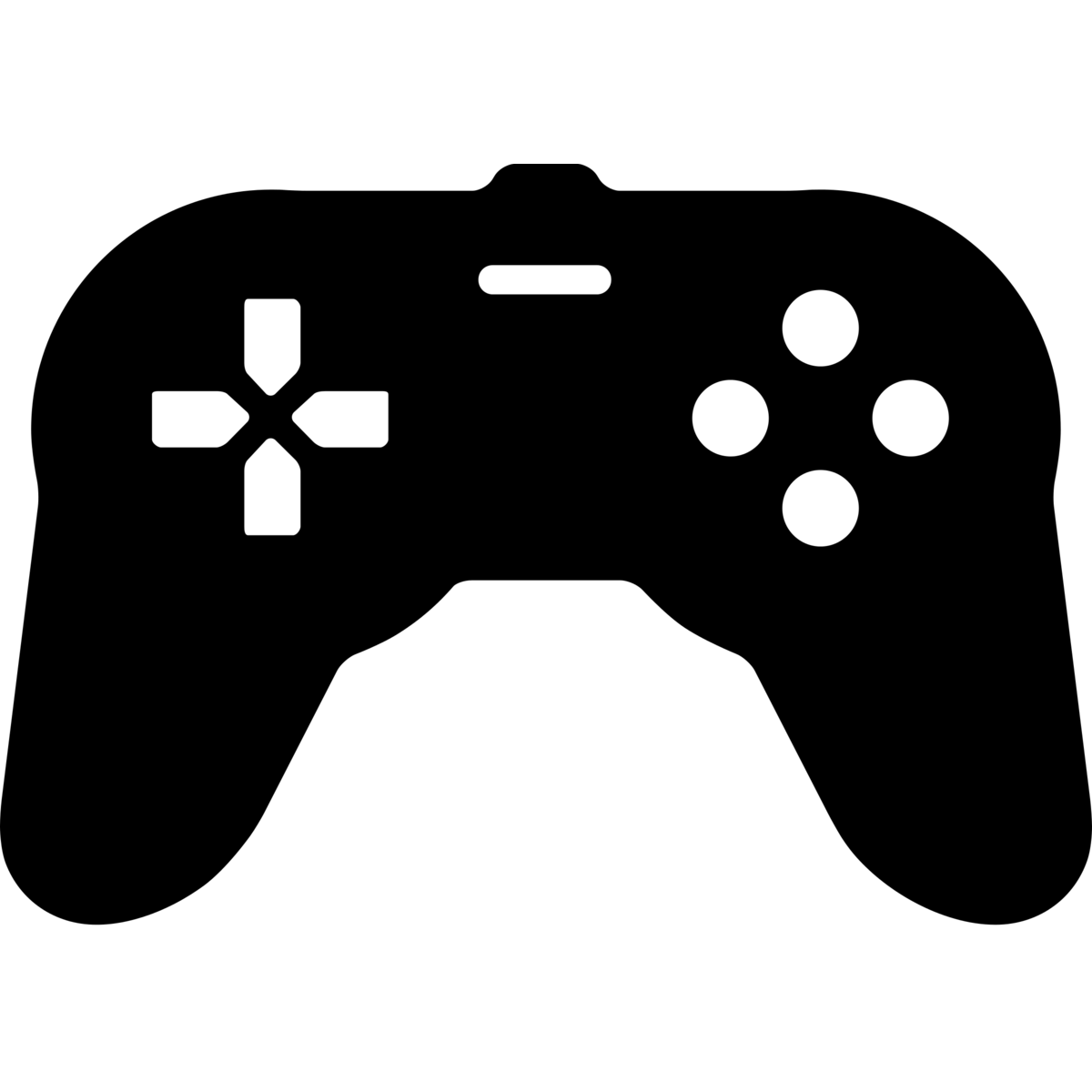 Solid Black Gamepad Icon With Cable And Action Buttons Clean Cutout Transparent PNG Image
