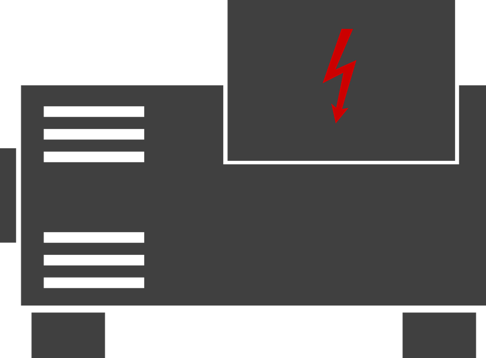 Black Generator And Electrical Lightning Bolt Power Icon PNG Clip Art On Clear Background