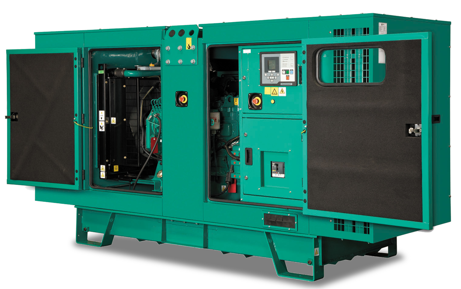 Large Green Enclosed Industrial Diesel Generator Cabinet PNG Clip Art On Clear Background