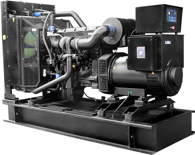 Open Frame Industrial Generator With Large Diesel Engine PNG Generator Image For Design