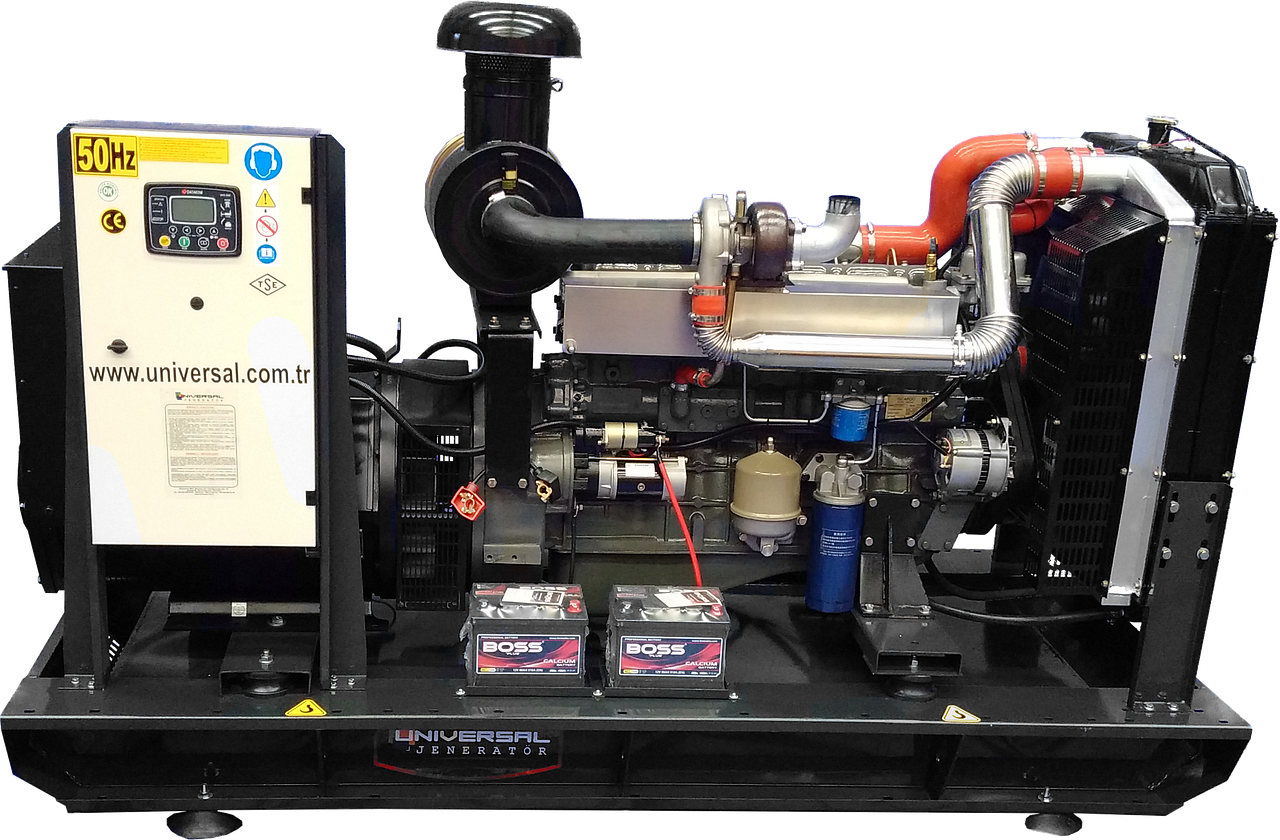 Open Industrial Generator Engine With Electrical Control Cabinet PNG Generator Image For Design