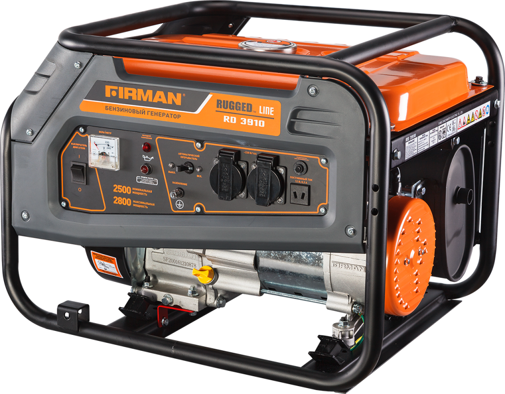 Orange And Black Portable Gas Generator With Roll Cage Clear Background Power Equipment Illustration