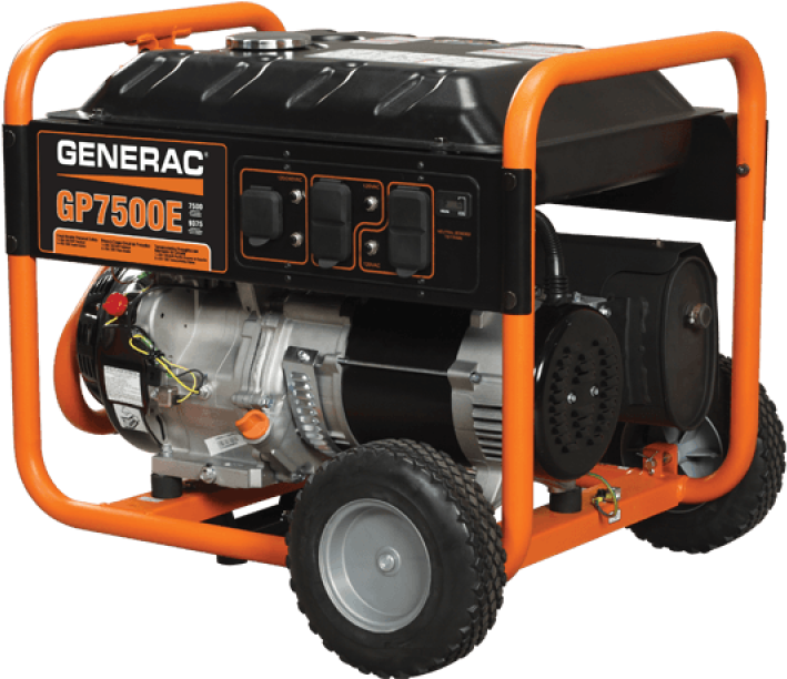 Orange Portable Generac Style Generator With Wheels High Resolution PNG Illustration