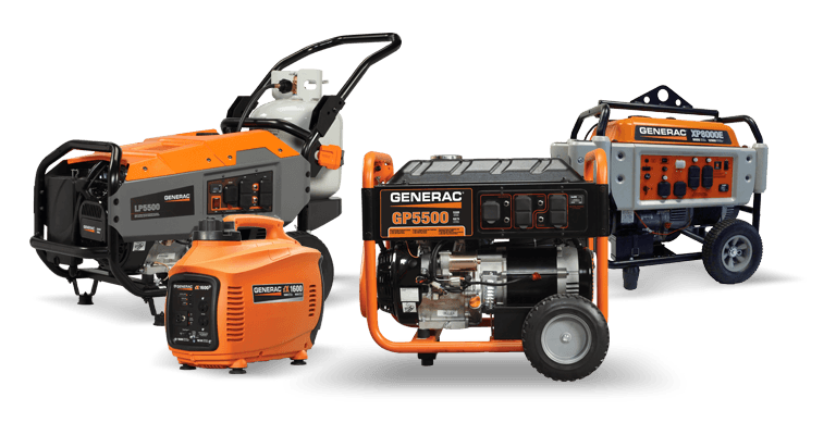 Pair Of Orange Portable Gasoline Generators Product Set Isolated Transparent PNG Graphic