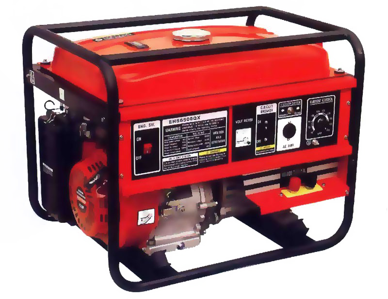 Red Portable Generator With Black Steel Frame And Outlets PNG Clip Art On Clear Background