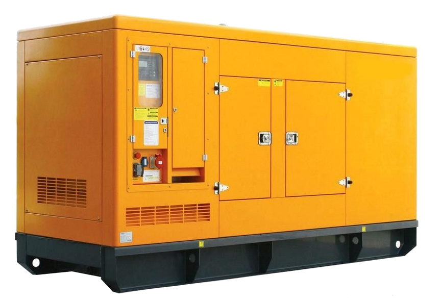 Yellow Enclosed Standby Power Generator Container Isolated Generator PNG Artwork