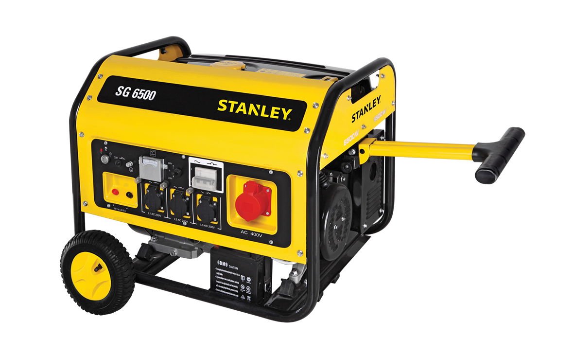 Yellow Portable Generator With Wheels And Foldable Handle Industrial Equipment PNG With Clear Background