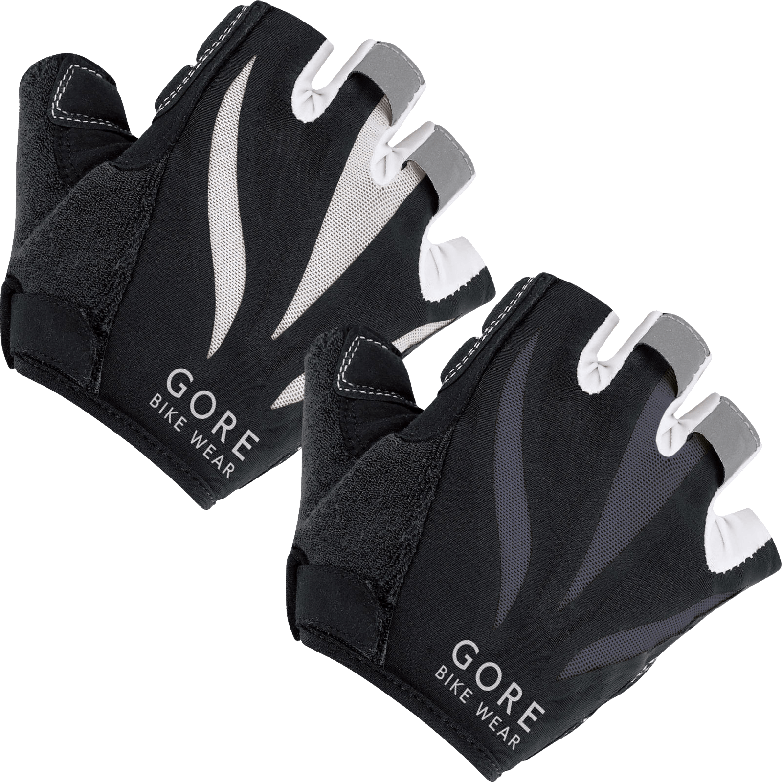 Black And White Ski Gloves Pair With Waterproof Cuffs PNG Clip Art On Clear Background