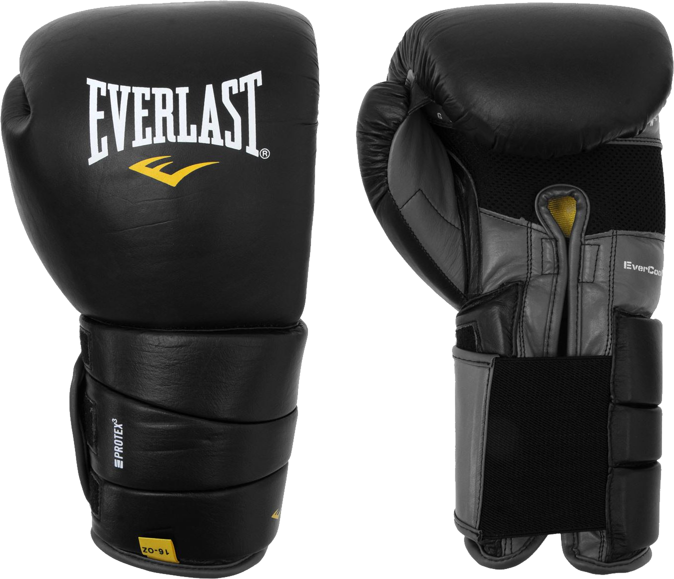 Black Everlast Style Boxing Gloves Pair Front View Transparent PNG Clipart