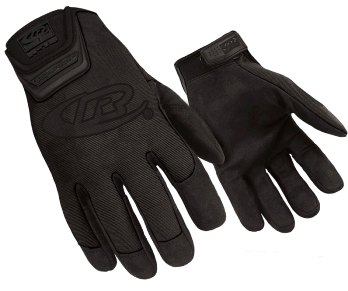 Black Outdoor Work Gloves With Reinforced Fingertips PNG Cutout With Clear Background