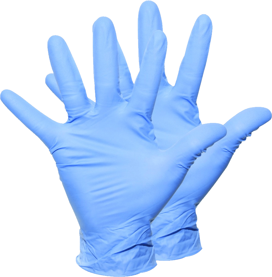 Blue Disposable Medical Gloves Pair Open Palm View Protective Gear PNG With Clear Background